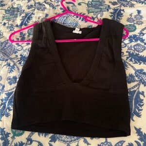 Garage Black Ribbed Crop Top